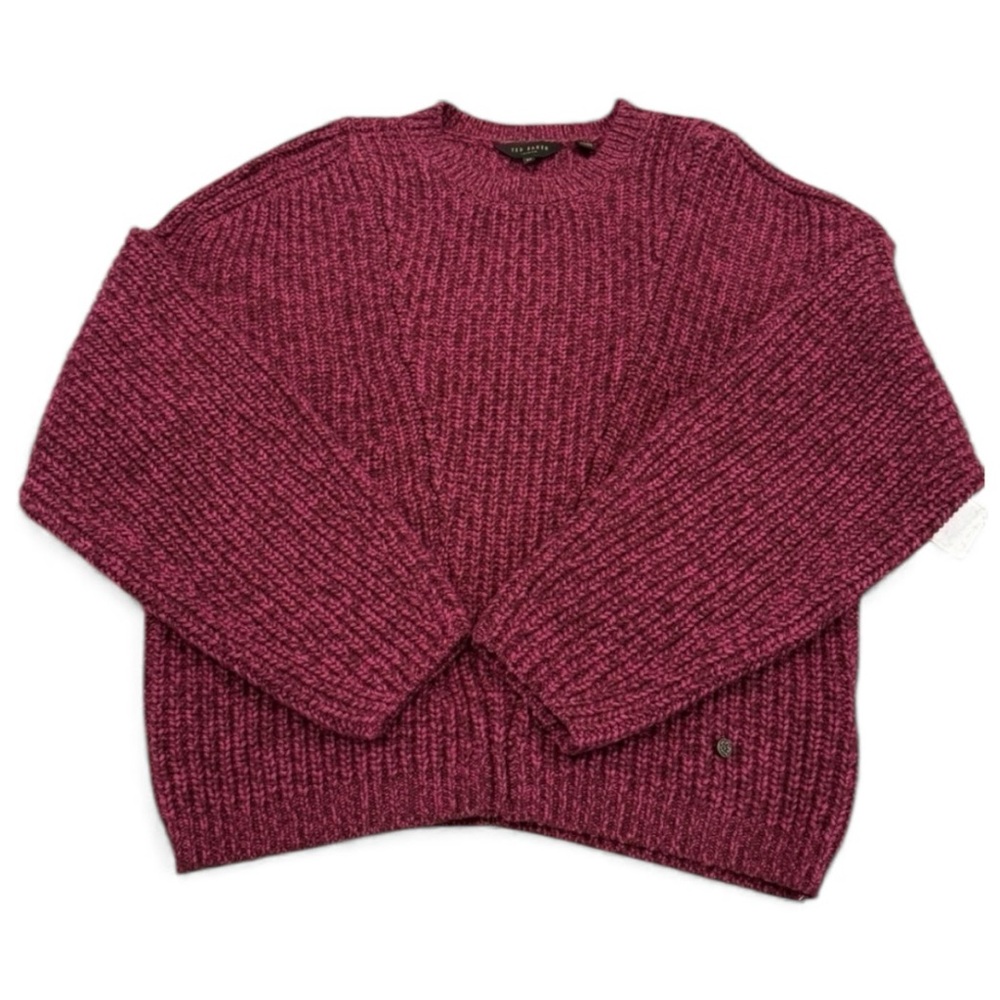 Ted Baker London Beittie Boxy Wool Cashmere Knit Sweater SZ Med CLR Oxblood Red